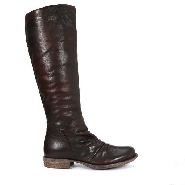 brown leather long boots womens