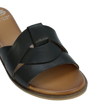 FLAME LEATHER SLIDE SANDALS