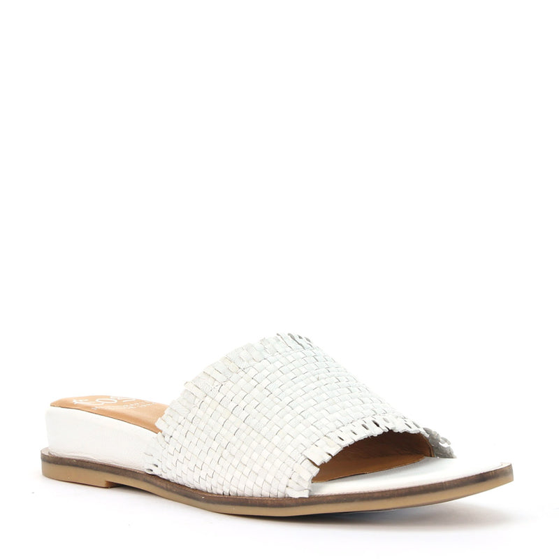 Buy Eos Footwear Fatel Women Slides Mettalic Woven Leather