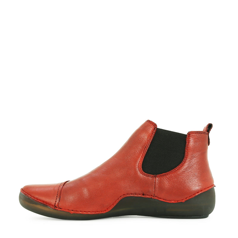 Red flat hot sale ankle boots